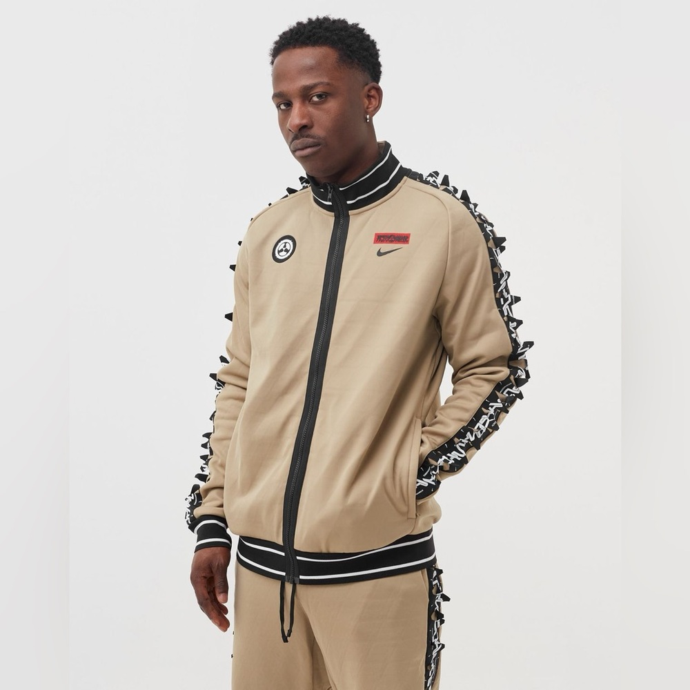 Nike Tan Lightweight Shirt Jacket with Stand-Up Collar